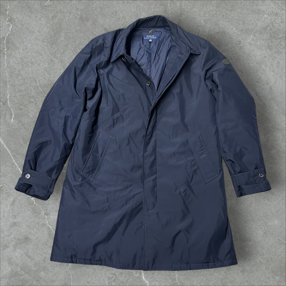 Polo Ralph Lauren Car Coat Men Large Navy Blue Commuter Front Shell Jacket
